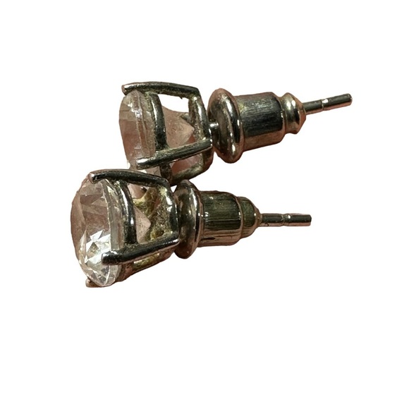 Signed JCM 925 CZ China Sterling Silver & 3 CT 7mm Solitaire CZ Stud Earrings - Picture 15 of 16